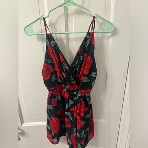 Pitaya Rose Floral Romper NWT
